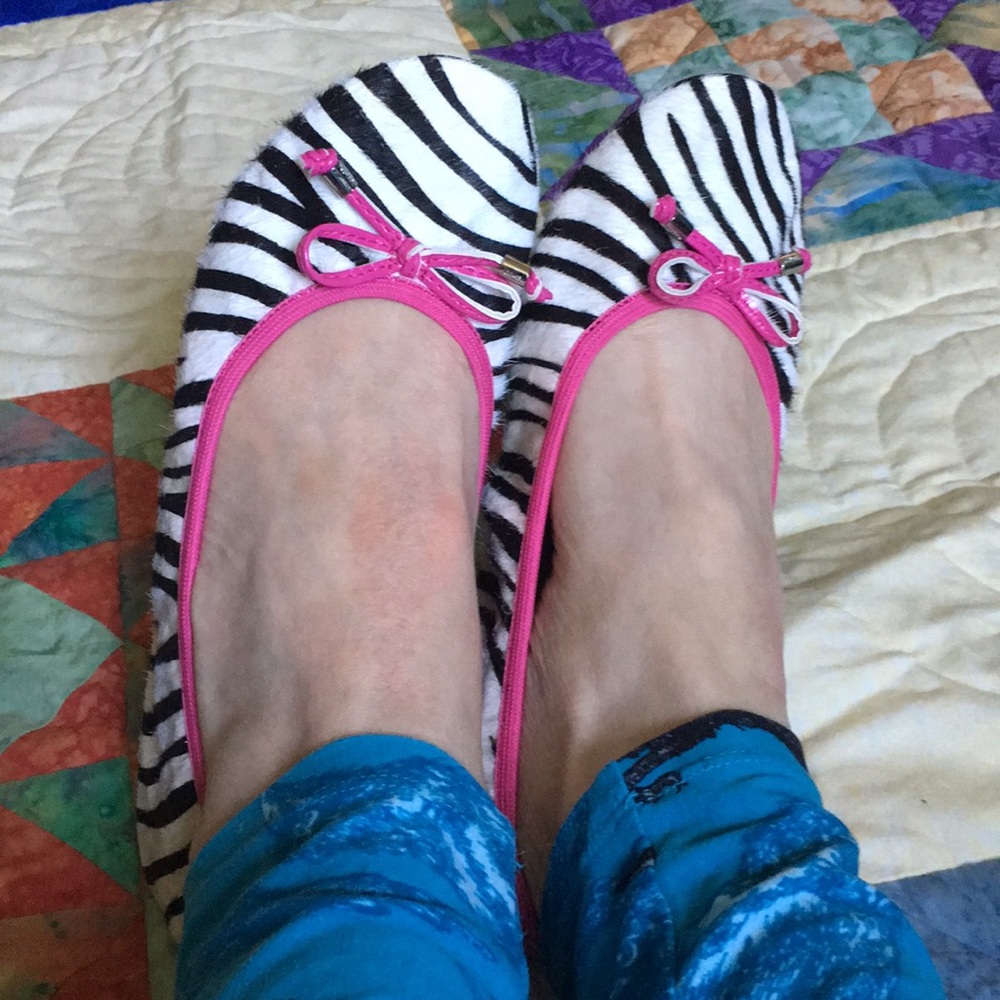 Red foot zebra print flats